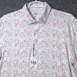 1764 Signature Mens Polo Shirt Stars AOP Short Sleeve Golf Shirt XL Performance